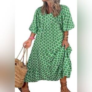 Miduo women’s Green Geometric Patterned Dress size small